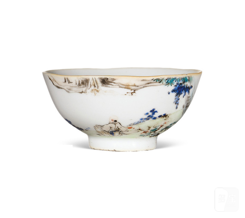 清晚期  浅绛彩王少维作茶圆